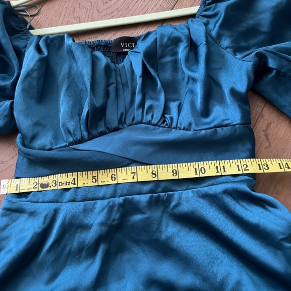 VICI SATIN COCKTAIL DRESS TEAL - Picture 5 of 8